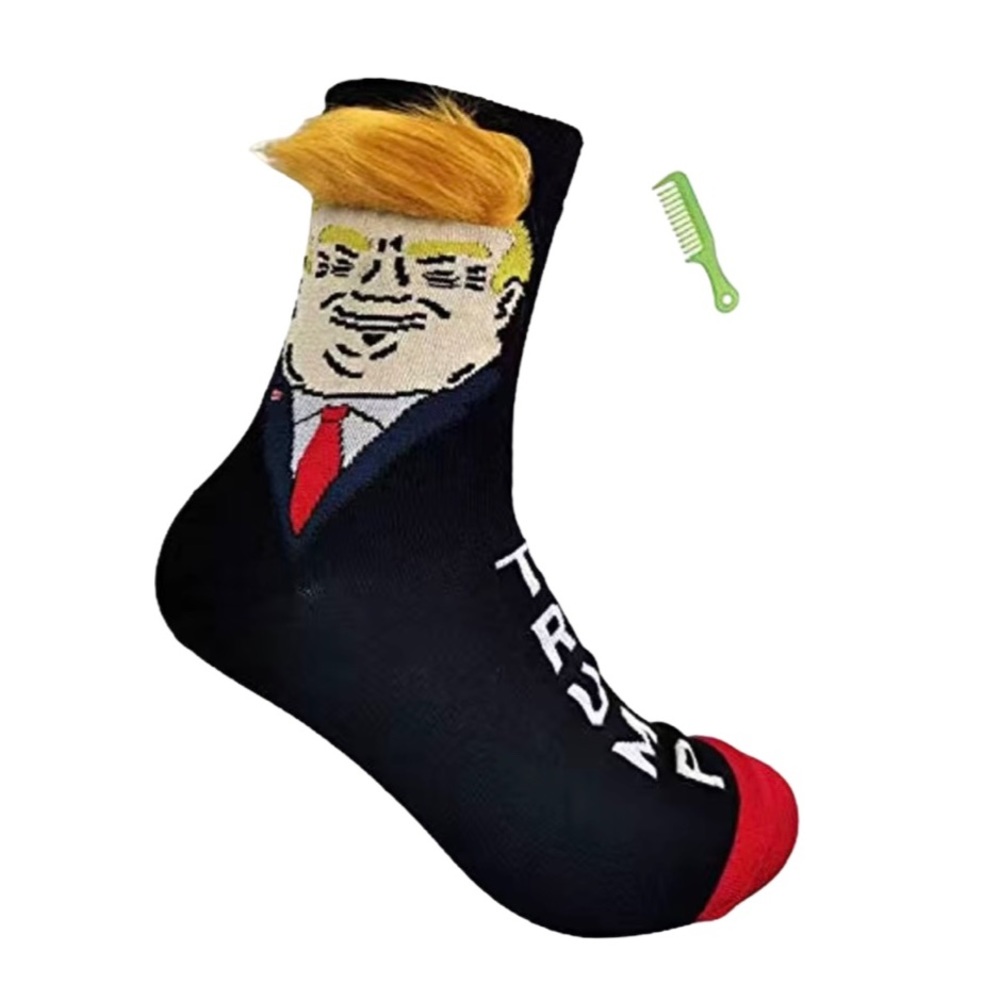 TRUMP Caricature Socks w/ Fun Hair Comb